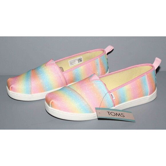 TOMS Alpargata Candy Pink Gradient Glitter Slip-On Shoes Youth Size 4 Womens 5.5 - Picture 3 of 8